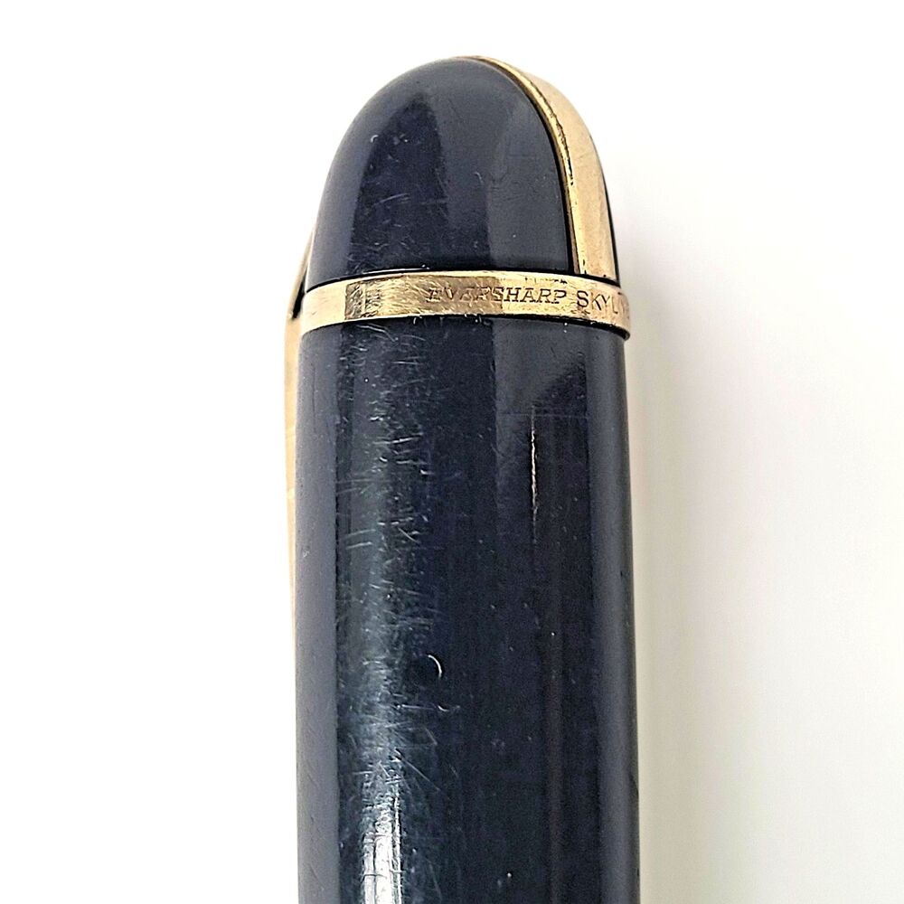 14k Gold Nib Vintage Eversharp Skyline Fountain Pen Black USA - READ! AS-IS! - Picture 7 of 9